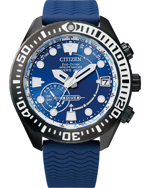 Satellite Wave GPS Diver 200M Blue Dial Polyurethane Strap CC5006